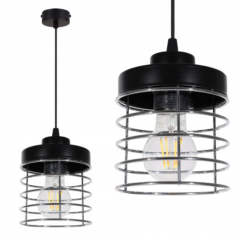 Lampa sufitowa wisząca modern Rasti 1xE27 klosz prostokątny druciak czarny Light Home LH