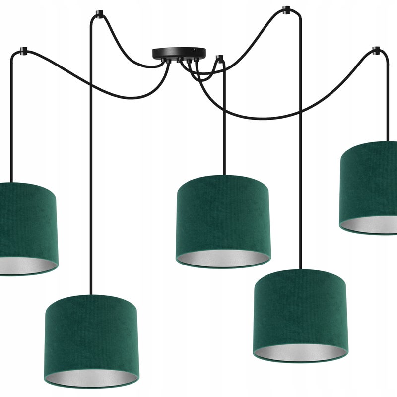 Lampa sufitowa wisząca Spider Mediolan classy 5xE27 abażur owalny zielony Light Home LH