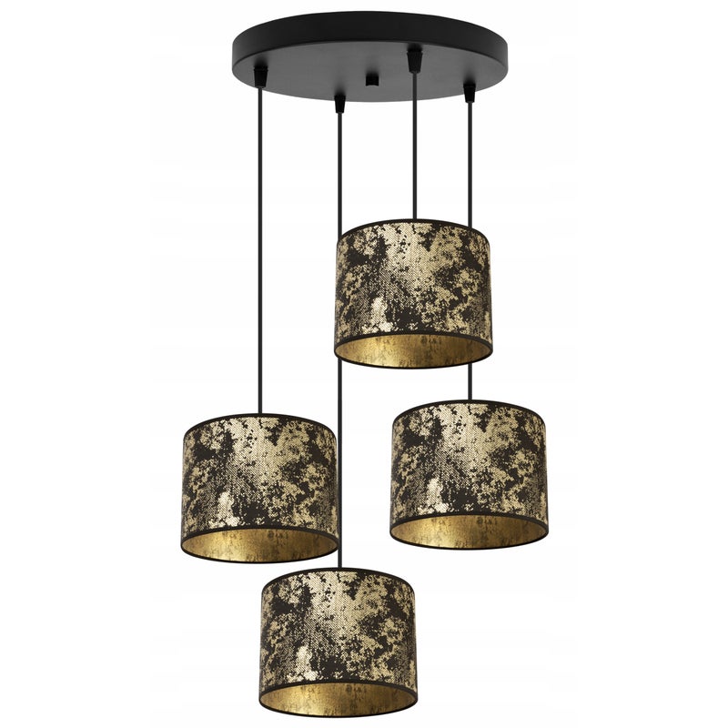 Lampa sufitowa wisząca classy Werona 4xE27 klosz owalny wzorzysty czarny/złoty Light Home LH
