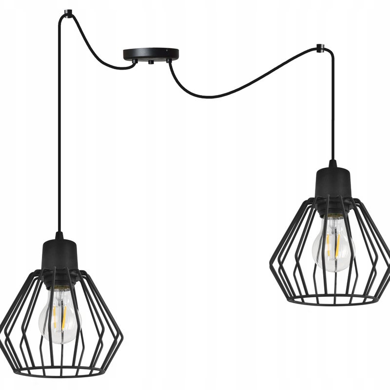 Lampa sufitowa wisząca Spider Nuvola modern 2xE27 abażur geometryczny czarny Light Home LH
