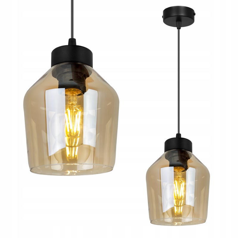 Lampa sufitowa wisząca Rijeka modern 1xE27 abażur walcowaty miodowy Light Home LH