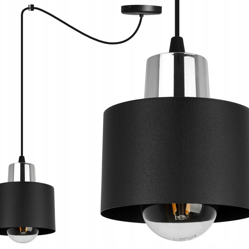 Lampa sufitowa wisząca Spider Panta modern 1xE27 abażur walec czarny Light Home LH