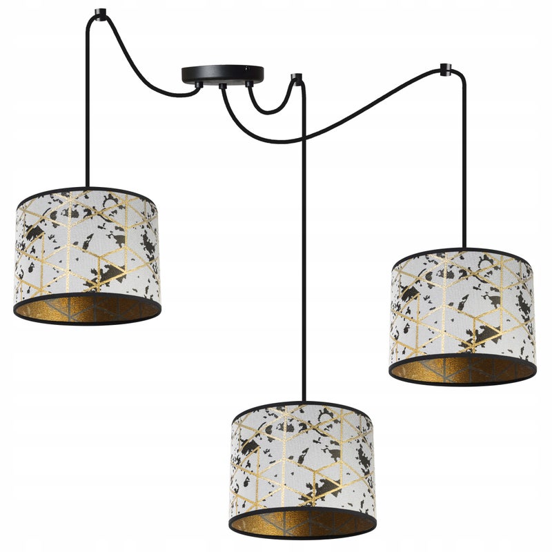 Lampa sufitowa wisząca modern Werona 3xE27 klosz owalny wzorzysty marmur/złoty Light Home LH