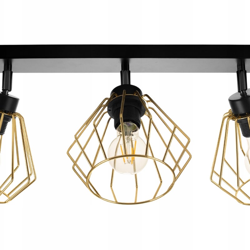 Lampa sufitowa wisząca Santos classy 5xE27 abażur druciak złoty Light Home LH