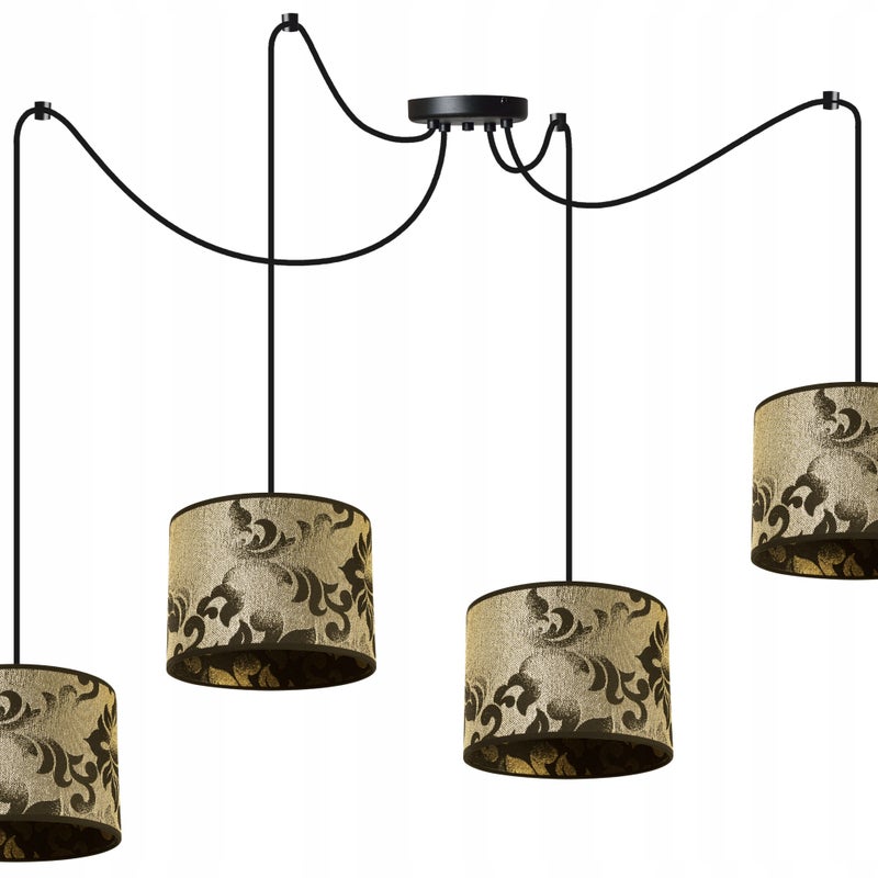 Lampa sufitowa wisząca modern Werona 4xE27 klosz owalny wzorzysty złoty Light Home LH