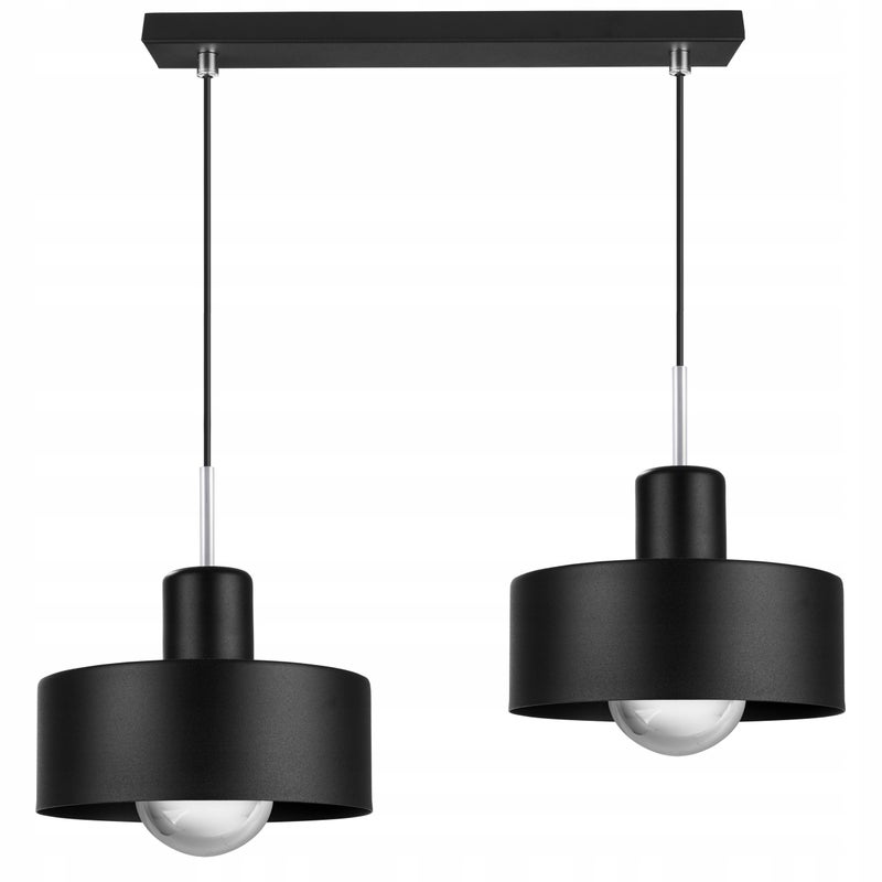 Lampa sufitowa wisząca Barcelona modern 2xE27 abażur walec czarny Light Home LH
