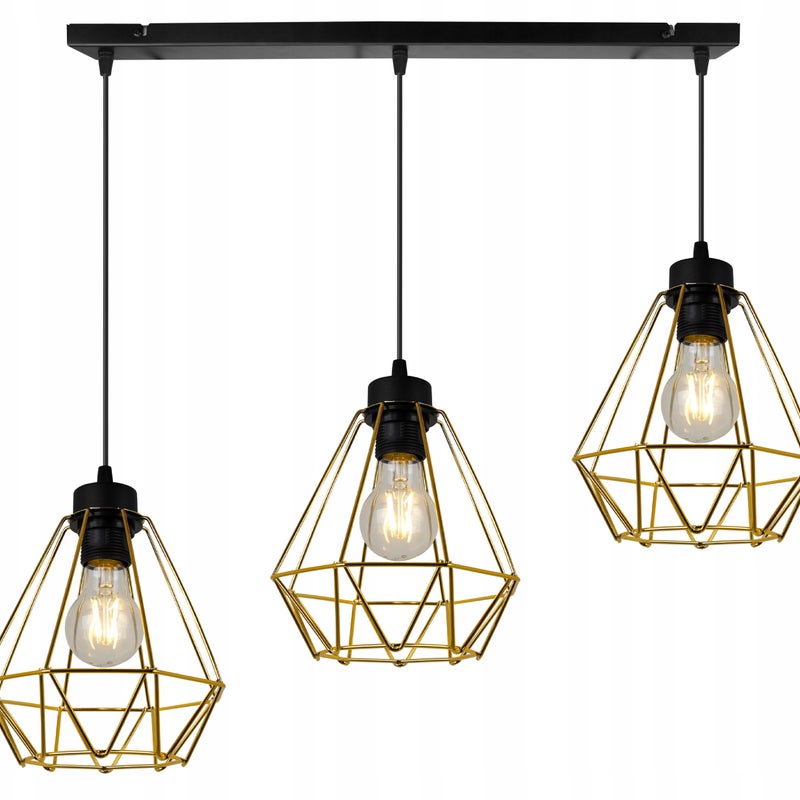 Lampa sufitowa wisząca Nuvola Gold boho 3xE27 abażur druciany złoty Light Home LH