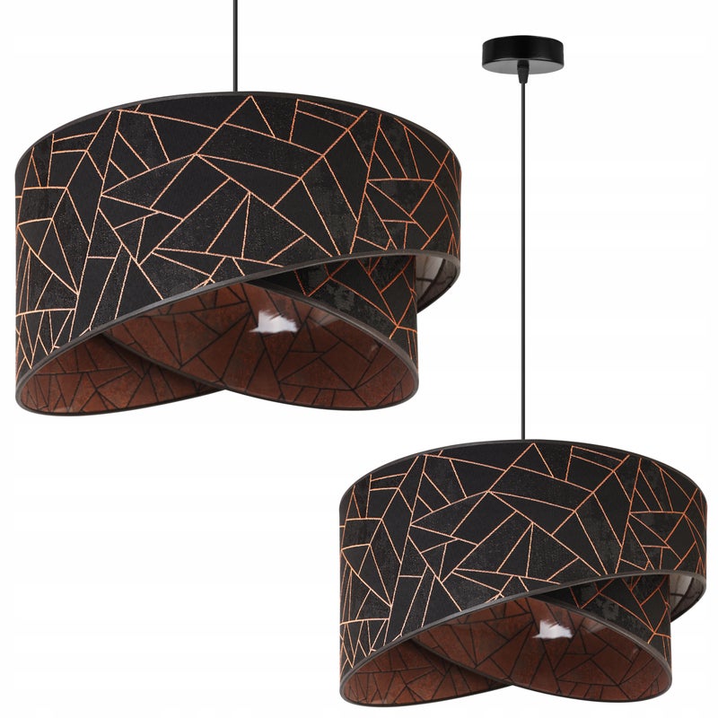 Lampa sufitowa wisząca modern Werona 1xE27 klosz asymetryczny wzorzysty czarny/miedziany Light Home LH