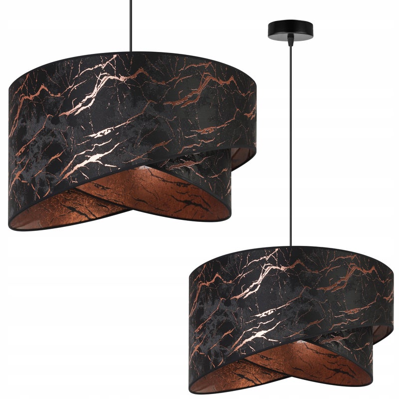 Lampa sufitowa wisząca modern Werona 1xE27 klosz asymetryczny wzorzysty miedziany/czarny Light Home LH