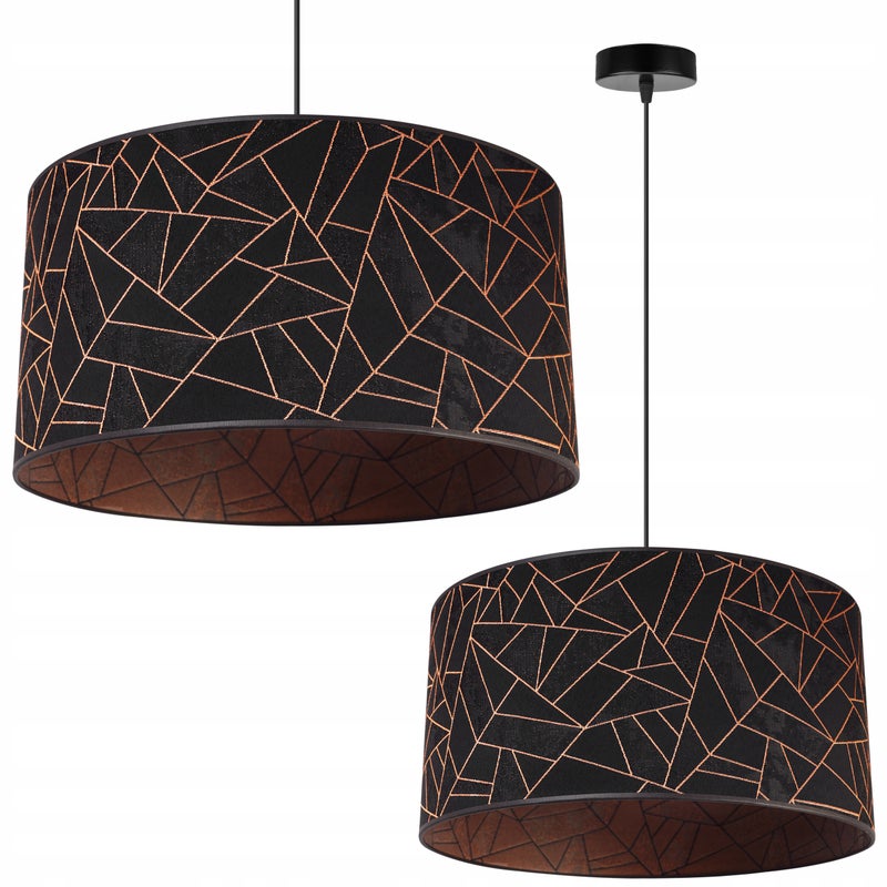 Lampa sufitowa wisząca stylish Werona 1xE27 klosz owalny wzorzysty czarny/miedziany Light Home LH