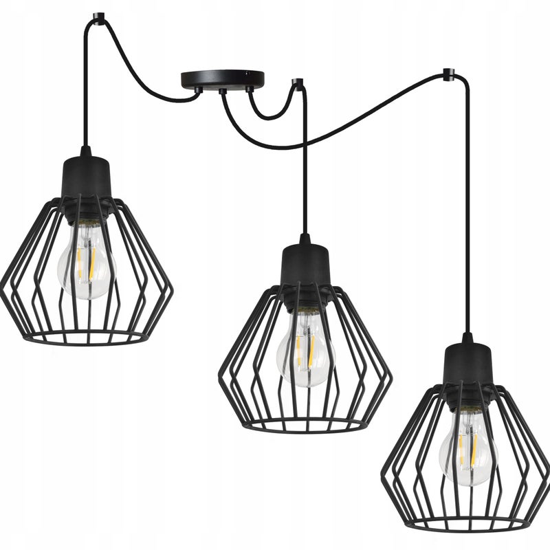 Lampa sufitowa wisząca Spider Nuvola modern 3xE27 abażur geometryczny czarny Light Home LH