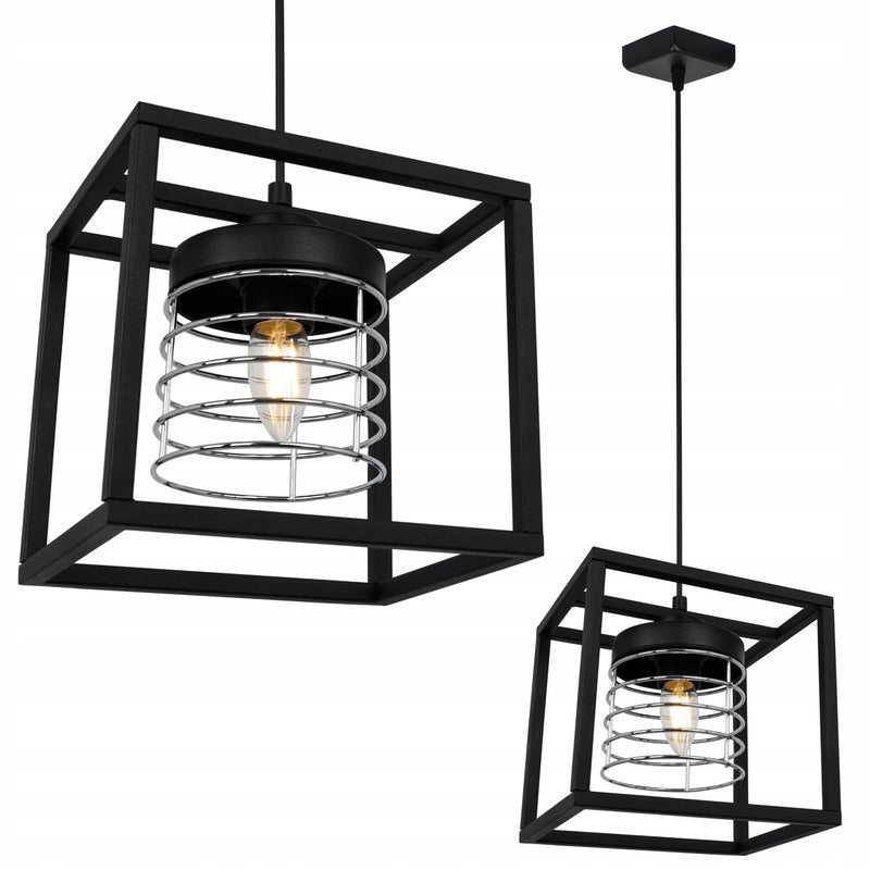 Lampa sufitowa wisząca Rasti Cage modern 1xE27 abażur walec druciak srebrny Light Home LH