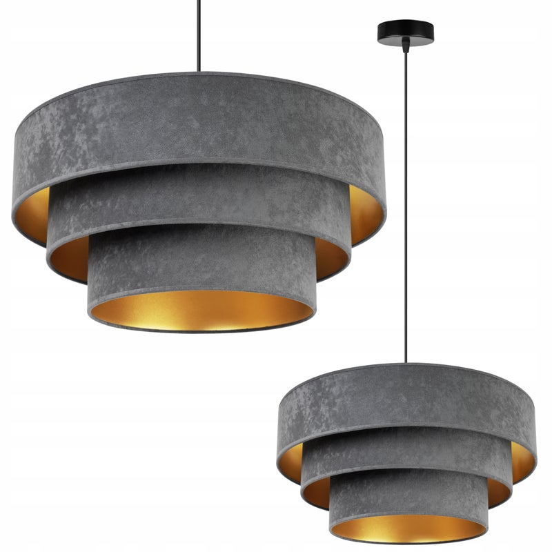 Lampa sufitowa wisząca Mediolan modern 1xE27 abażur walec walcowaty szary Light Home LH
