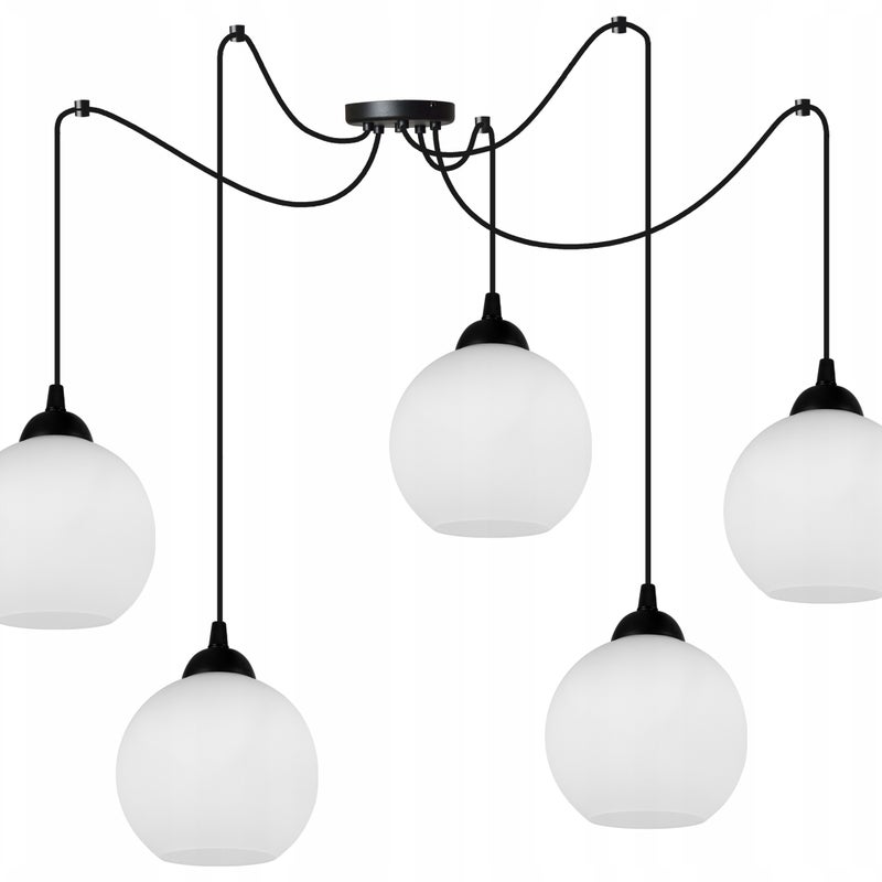 Lampa sufitowa wisząca Spider Eliza modern 5xE27 abażur kula biała Light Home LH