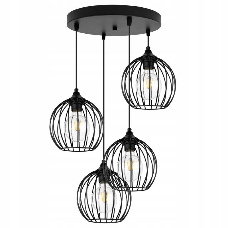 Lampa sufitowa wisząca modern Toronto 4xE27 klosz druciak kula czarna Light Home LH