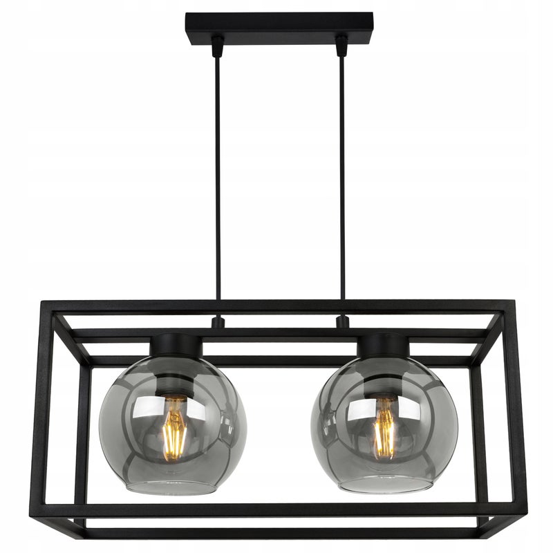 Lampa sufitowa wisząca Haga Cage modern 2xE27 abażur kula grafitowa Light Home LH
