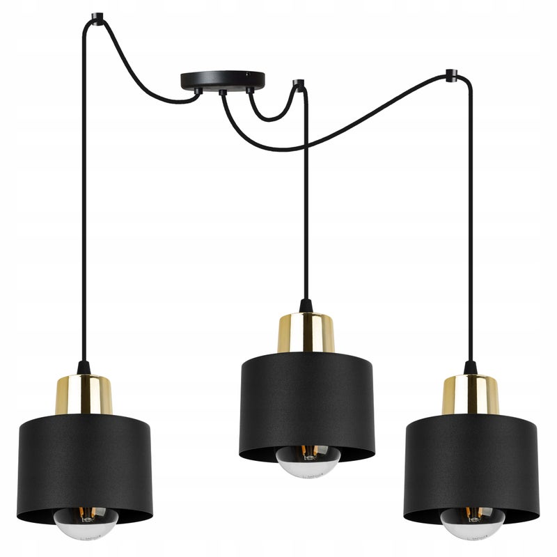 Lampa sufitowa wisząca Spider Panta modern 3xE27 abażur owalny czarny/złoty Light Home LH