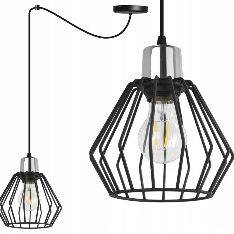 Lampa sufitowa wisząca Spider Nuvola modern 1xE27 abażur druciak diament srebrny/czarny Light Home LH