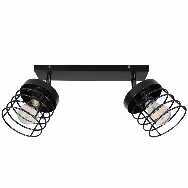 Lampa sufitowa wisząca modern Rasti 2xE27 klosz prostokątny druciak czarny Light Home LH