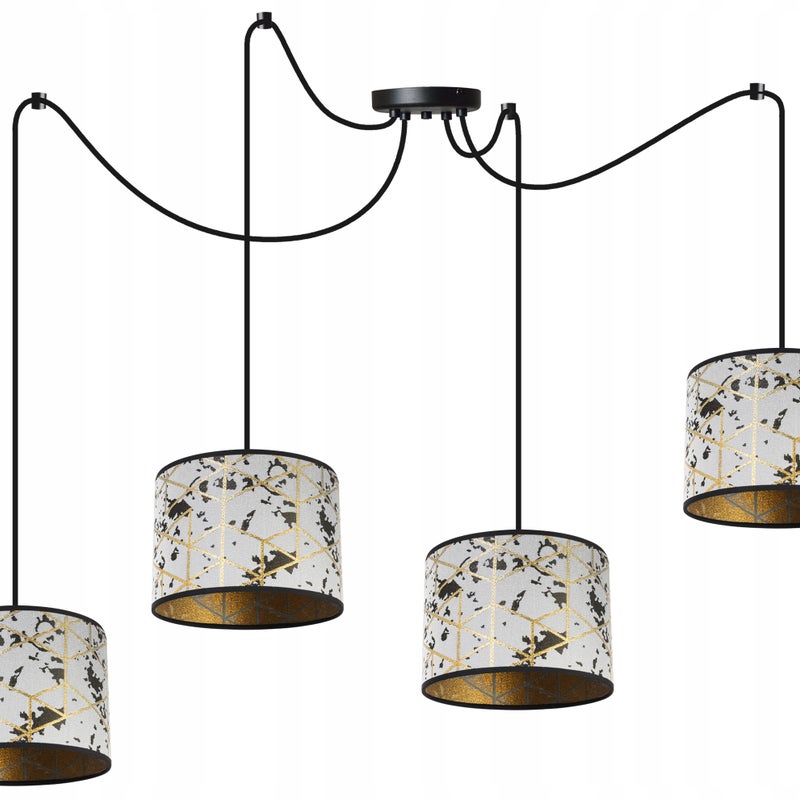 Lampa sufitowa wisząca modern Werona 4xE27 klosz owalny wzorzysty marmur/złoty Light Home LH