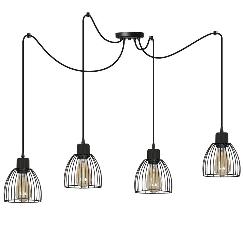 Lampa sufitowa wisząca modern Spider 1xE27 klosz druciak czarny Light Home LH