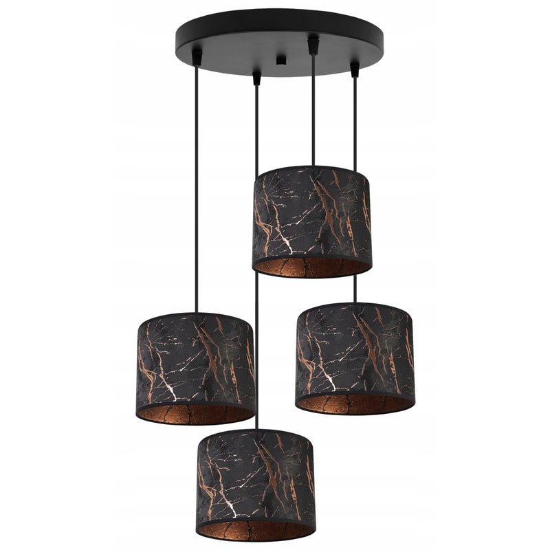 Lampa sufitowa wisząca classy Werona 4xE27 klosz owalny wzorzysty czarny/miedziany Light Home LH