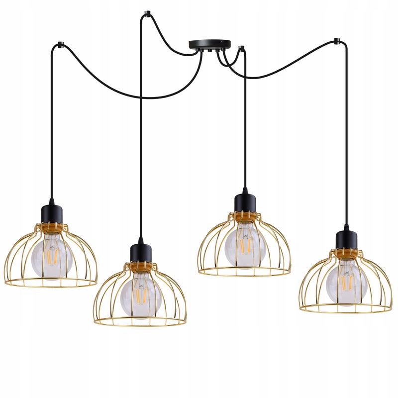 Lampa sufitowa wisząca Spider Mobi moden 4xE27 abażur druciak złoty Light Home LH