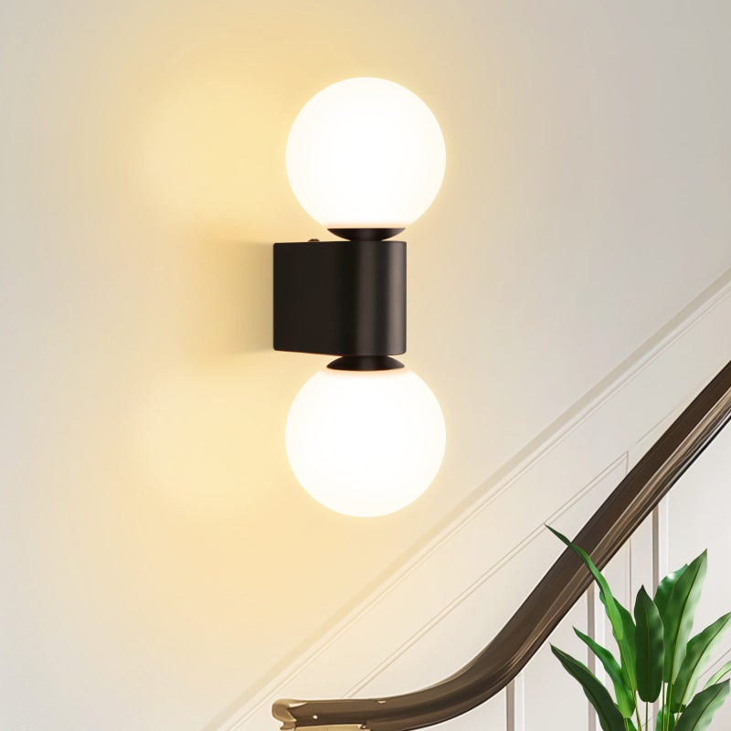 ZMH Kinkiet wewnętrzny lampa do korytarza czarno-biała G9 oświetlenie ścienne szklana kula salon