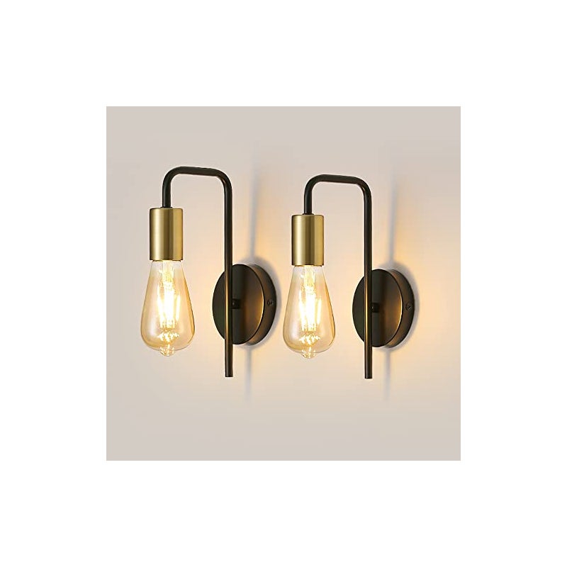 GLAMARIS Kinkiet Vintage 2 szt., Industrialna Lampa Ścienna Wewnętrzna, Retro Spot Ścienny Żelazny do Sypialni Korytarza Baru, E27, IP20, Bez Żarówki