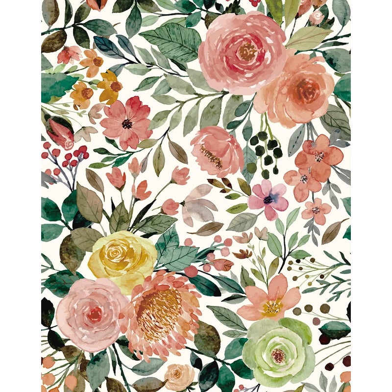 Samoprzylepna tapeta w kwiaty: wodoodporna, teksturowana tapeta w stylu boho, nowoczesna tapeta do kuchni, 45 cm x 5 m