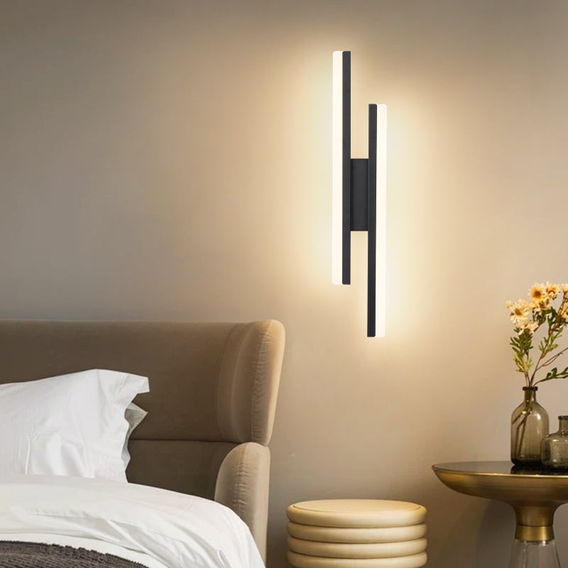 Kinkiet LED nowoczesny design 50CM 12W 1450lm 3000K czarny podwójny pasek Salon Sypialnia jasny Lovhaus