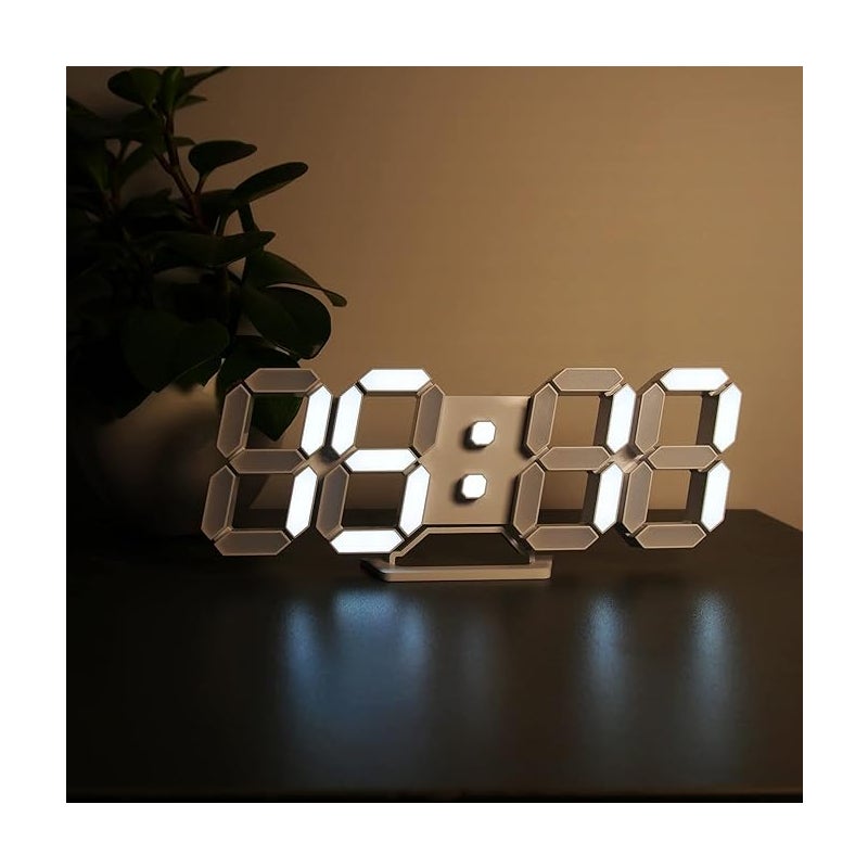 Cyfrowy zegar ścienny 3D LED, mały budzik, wyświetlacz daty i temperatury 12/24 godziny, pamięć czasu, funkcja drzemki, światło