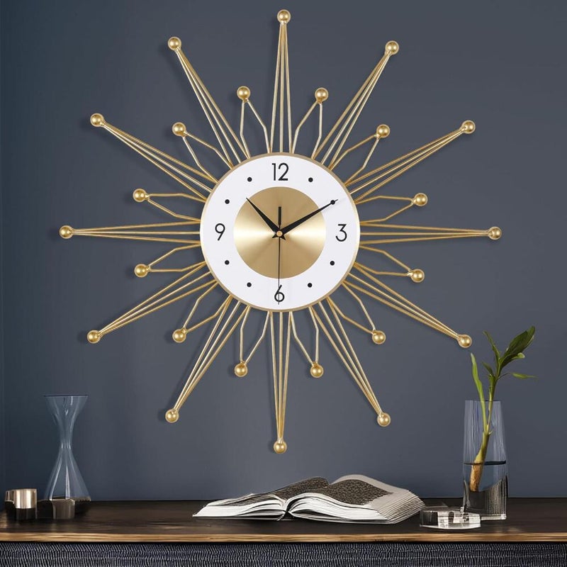 Olbrzymi,złoty, metalowy zegar ścienny,cichy, nowoczesny zegar ścienny w stylu nordyckim, oryginalny, kreatywny design do salonu, sypialni,baru (60cm)