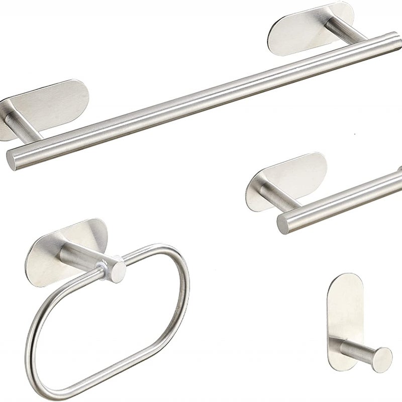 Samoprzylepny wieszak na ręczniki ścienny, srebrno-czarny, uchwyt na ręcznik papierowy, wieszak na ręczniki wiszący, akcesoria łazienkowe