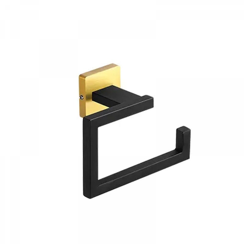 Akcesoria łazienkowe w kolorze matowego czarnego złota, ścienny uchwyt na papier toaletowy ze stali nierdzewnej do łazienki, 14.5x11cm
