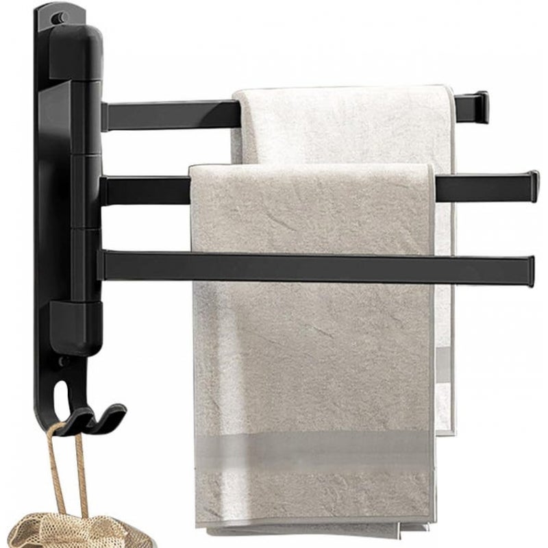 Samoprzylepny, niewymagający wiercenia wieszak na ręczniki ze stali nierdzewnej; obrotowy o 180° wieszak na ręczniki z 3-ramiennym drążkiem; odpowied