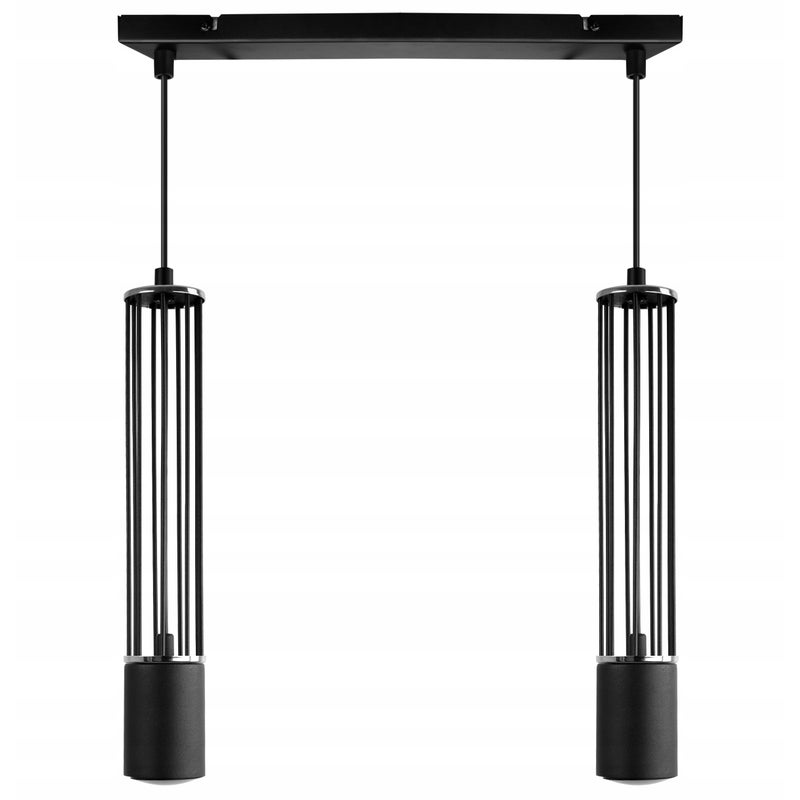 Lampa sufitowa wisząca Aria czarna loft 2xGU10 klosz metal czarny/srebrny Light Home LH
