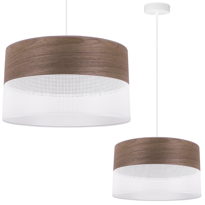 Lampa sufitowa wisząca Wood biały fornir 1xE27 abażur 35cm orzech Light Home LH
