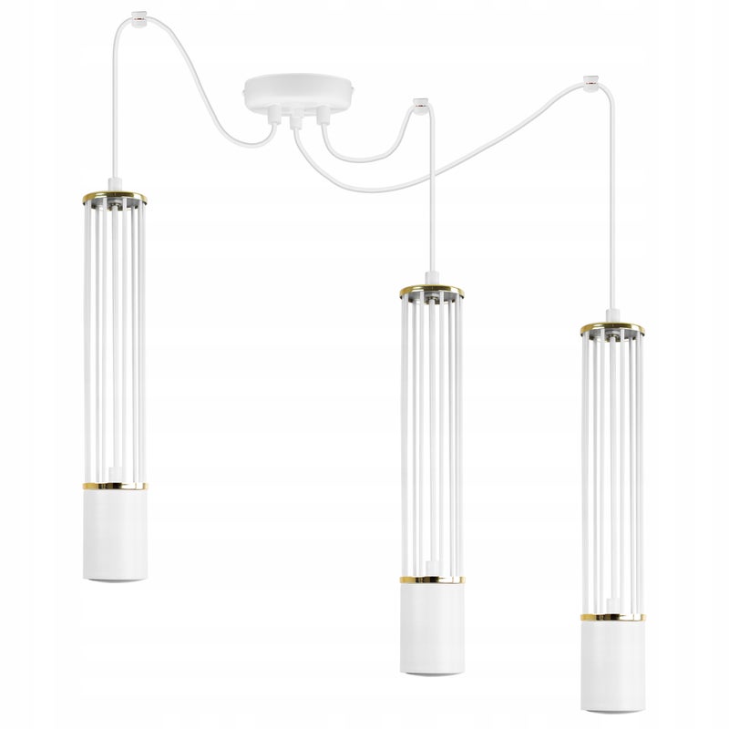 Lampa sufitowa wisząca Aria Spider biały loft 3xGU10 klosz metal biały/złoty Light Home LH