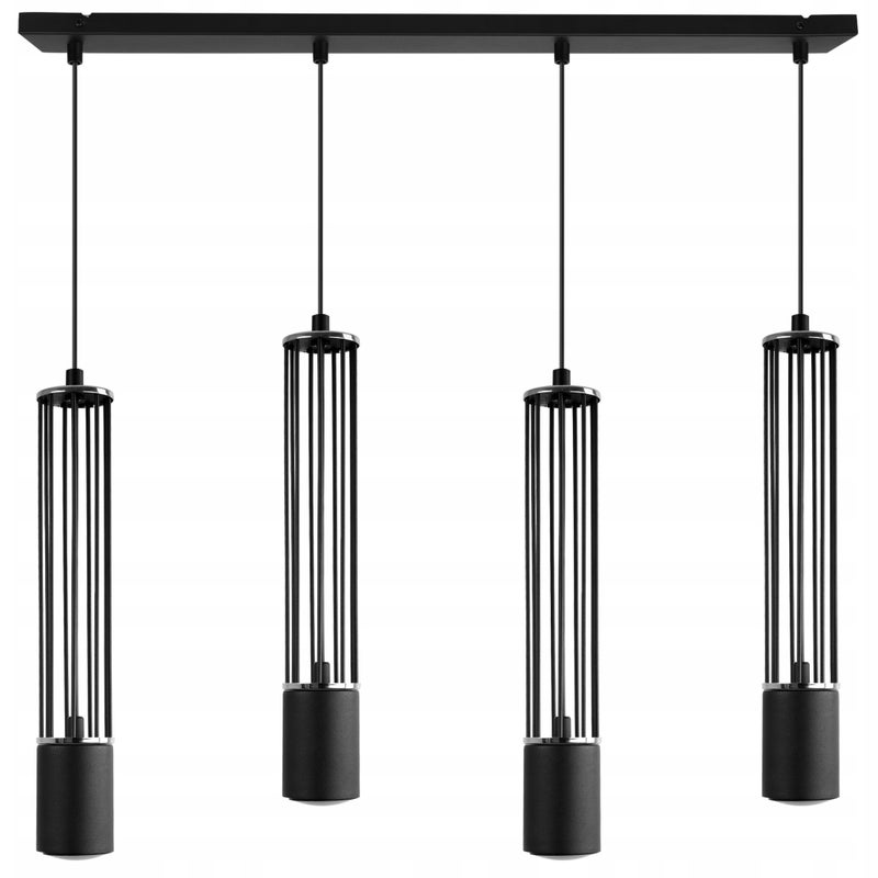 Lampa sufitowa wisząca Aria czarna loft 4xGU10 klosz metal czarny/srebrny Light Home LH