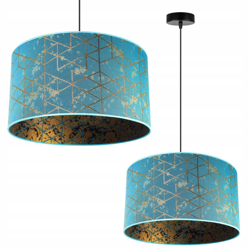 Lampa sufitowa wisząca chic Werona 1xE27 klosz owalny wzorzysty niebieski/złoty Light Home LH
