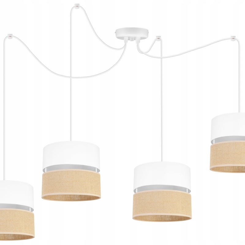 Lampa sufitowa wisząca modern Juta 4xE27 klosz owalny beżowy/biały Light Home LH