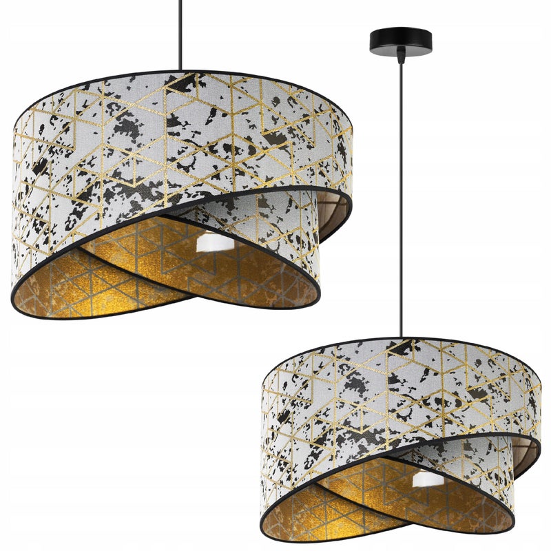 Lampa sufitowa wisząca modern Werona 1xE27 klosz asymetryczny wzorzysty biały/złoty Light Home LH