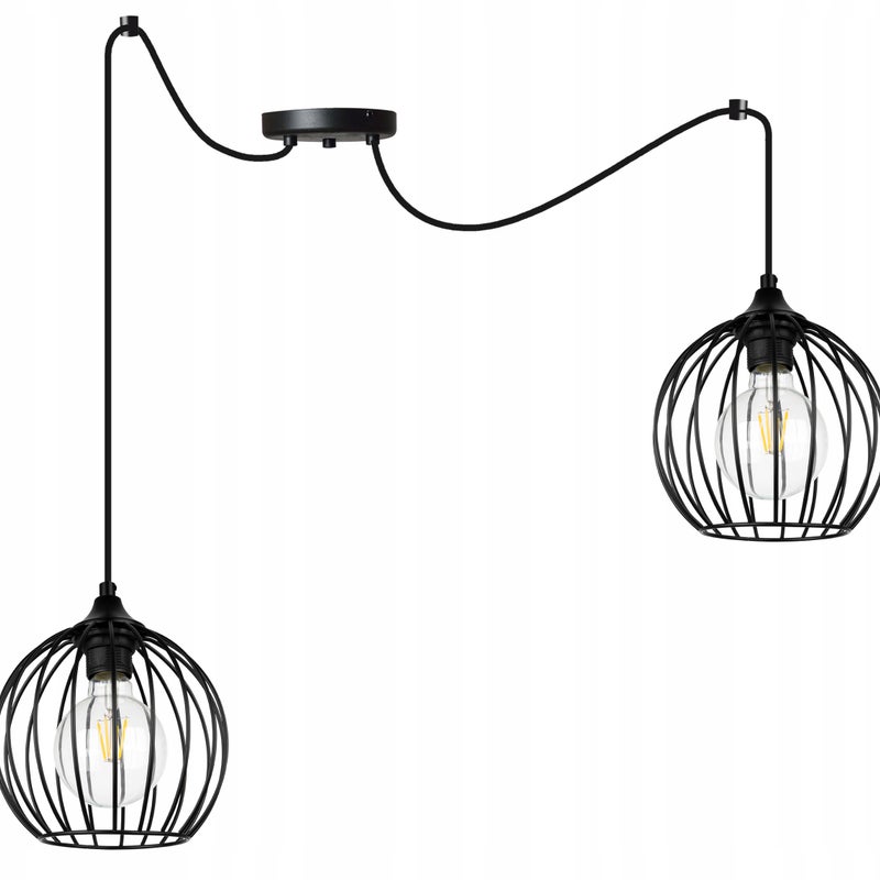 Lampa sufitowa wisząca Spider Toronto modern 2xE27 abażur druciak półkulisty czarny Light Home LH
