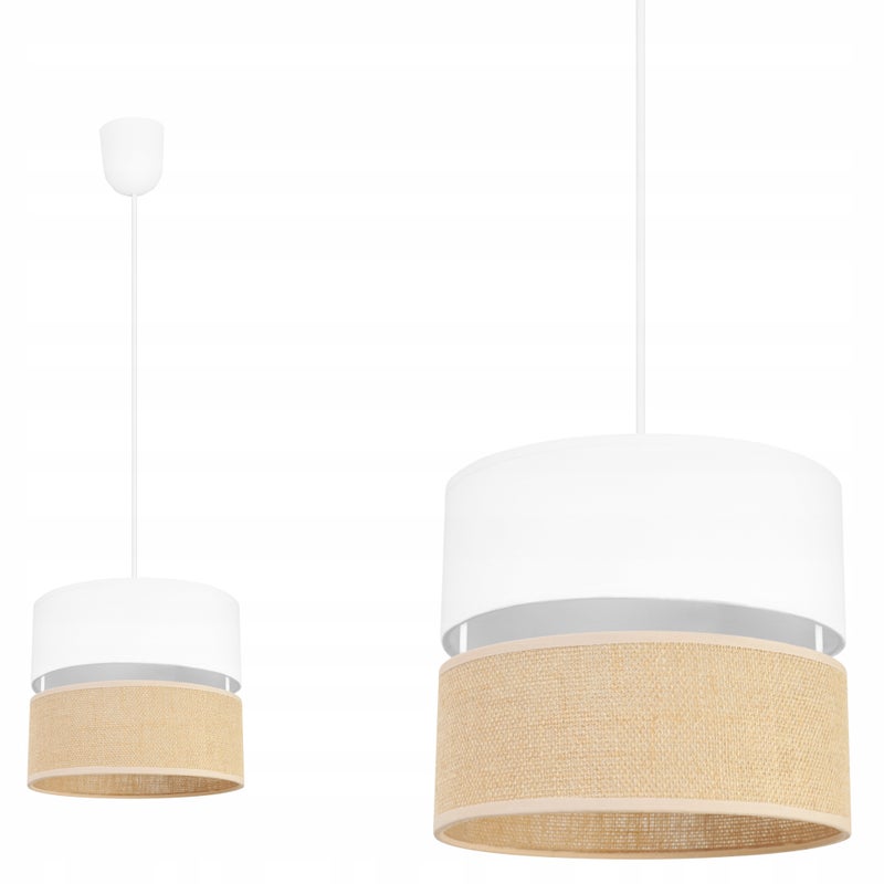 Lampa sufitowa wisząca Juta modern 1xE27 abażur walec biało/beżowy Light Home LH
