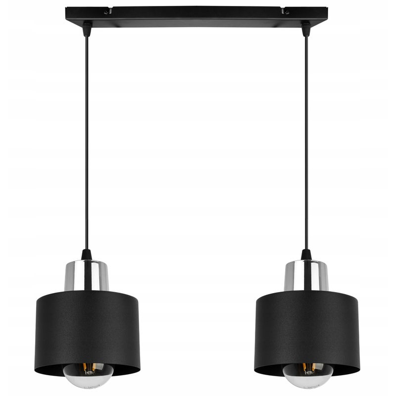 Lampa sufitowa wisząca Panta modern 2xE27 abażur owalny czarny/srebrny Light Home LH