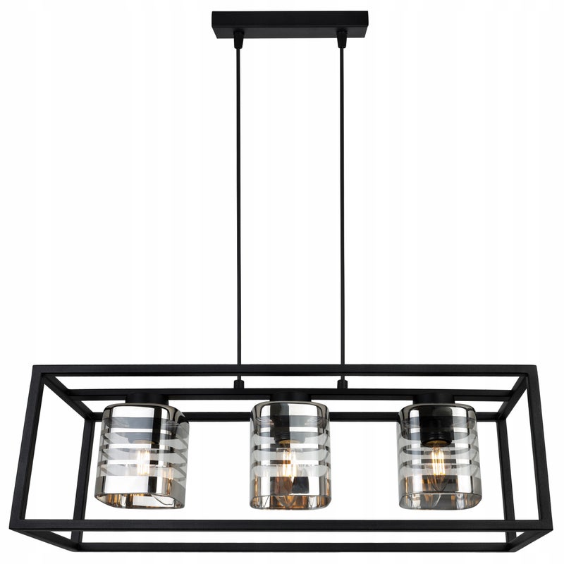 Lampa sufitowa wisząca Helix Cage modern 3xE27 abażur walec grafitowy Light Home LH