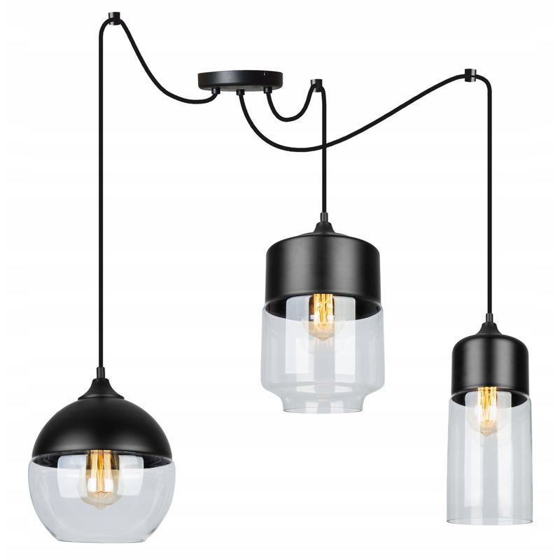 Lampa sufitowa wisząca Spider Oslo elegance 3xE27 abażur różnokształtny transparentny Light Home LH