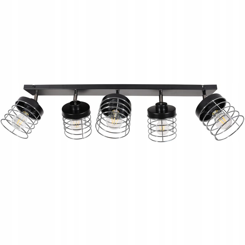 Lampa sufitowa wisząca modern Rasti 5xE27 klosz prostokątny druciak srebrny Light Home LH