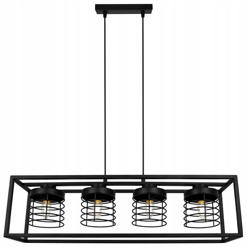 Lampa sufitowa wisząca Rasti Cage modern 4xE27 abażur walec druciak czarny Light Home LH